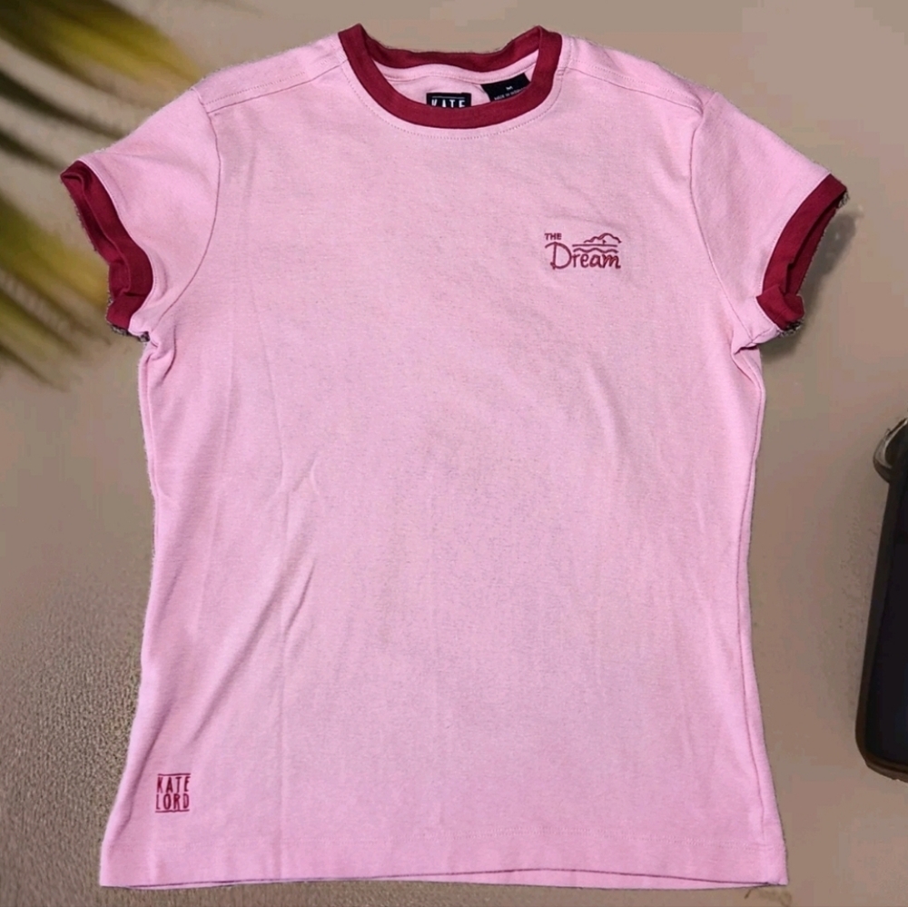 Fitted Pink and Red Short Sleeve T-Shirt